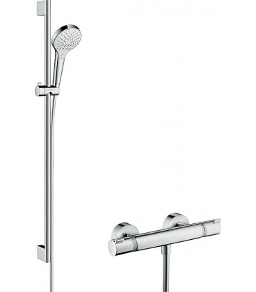 Kit de thermostat de douche Hansgrohe Croma Select S Vario, barre de douche 900 mm, douchette 110 mm et flexible de douche