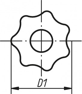 Poignee etoile Nirosta avec boulon fileté M8 x 40 forme L