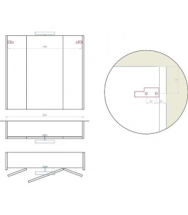 Armoire à glace avec éclairage anthracite mat 3 portes 850x750x188mm