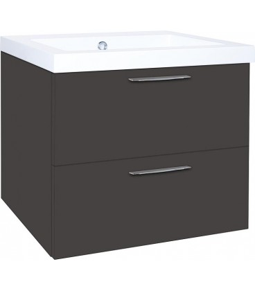 Meuble sous-vasque + vasque en fonte minérale EKRY anthracite mat 2 tiroirs 610x550x510mm