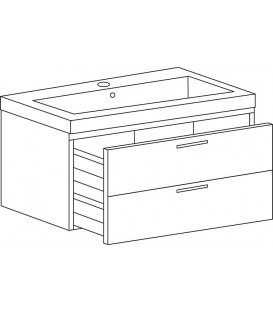 Meuble sous-vasque + vasque en fonte minérale EKRY anthracite mat 2 tiroirs 610x550x510mm