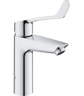 Mitigeur lavabo Grohe Eurosmart M-Size, chrome avec protection thermique anti-brûlure levier long