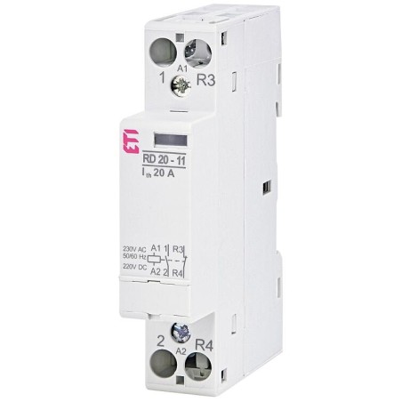 Contacteur d'installation ETI RD 20-11-230V AC/DC, 20A, REG