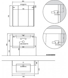 Ensemble de meubles de salle de bains EPIL Série MBF blanc mat 1 tiroir largeur 860mm