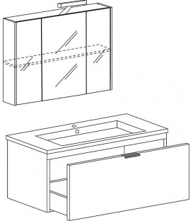 Ensemble de meubles de salle de bains EPIL Série MBF blanc mat 1 tiroir largeur 860mm