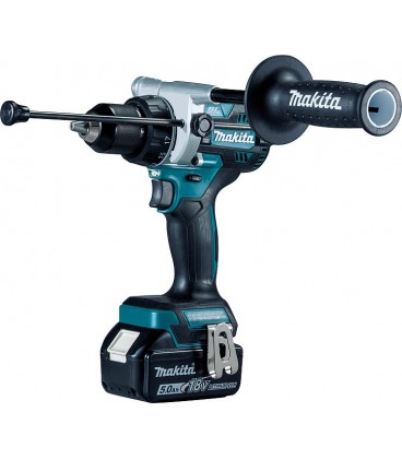 Perceuse-visseuse à percussion sans fil Makita® DHP486RTJ 18V avec 2x batteries 5,0 Ah et chargeur dans MAKPAC