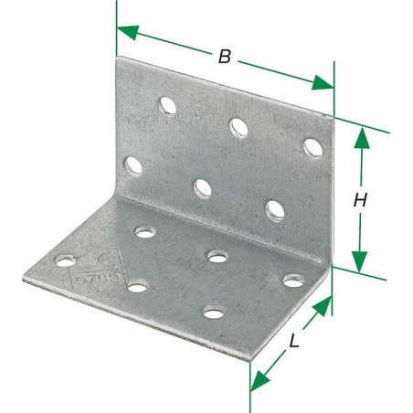 Equerre d'assemblage perforée 40x40x40x2,0 mm