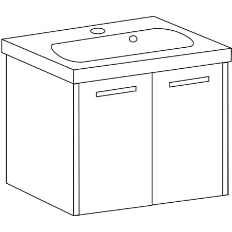 Meuble sous-vasque + vasque en fonte minérale ENI mélèze bicolore 2 portes 600x459x500mm