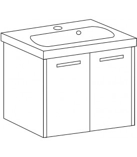 Meuble sous-vasque + vasque en fonte minérale ENI mélèze bicolore 2 portes 600x459x500mm