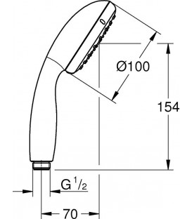 Douchette manuelle Grohe Tempesta 100 1 jet Ø 100 mm, chromé