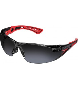 Lunettes de protection RUSH+ monture rouge / noire - Verre fumé PC - anti-rayures & anti-buée