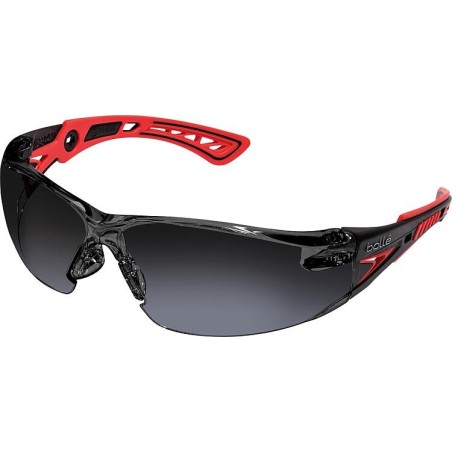 Lunettes de protection RUSH+ monture rouge / noire - Verre fumé PC - anti-rayures & anti-buée