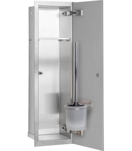 Niche à encastrer pour WC inox brossé Flat 600 1 porte vitrée grise à droite