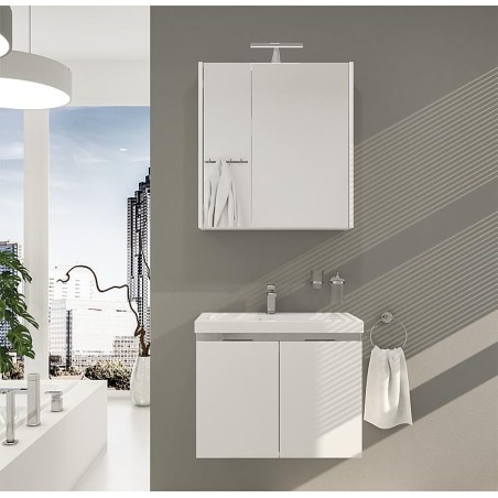 Ensemble de meubles de salle de bains EOLA blanc mat, 2 portes, largeur 710mm
