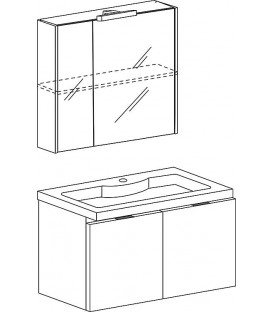 Ensemble de meubles de salle de bains EOLA blanc mat, 2 portes, largeur 710mm