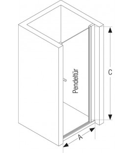 Porte battante 1 élément Koralle TwiggyPlus profilé argent mat l. : 870-910 mm H. : 2000 mm 6 mm verre avec revêtement
