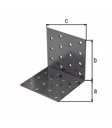 Équerre de plaque perforée DURAVIS® 80 x 80 x 80 mm, matériau : Acier, galvanisé sendzimir, surface : noir-diamant