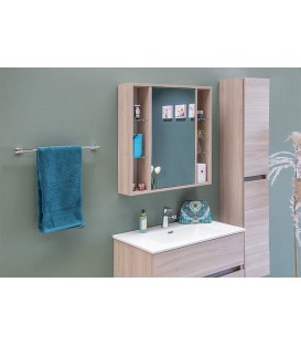 Armoire à glace Lucky avec côtés ouverts et 1 porte, avec E-Box, chêne Nabucco, 740x750x160mm