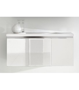 Meuble sous-vasque + vasque en fonte minérale ENOVI blanc brillant 3 portes 1060x535x510mm