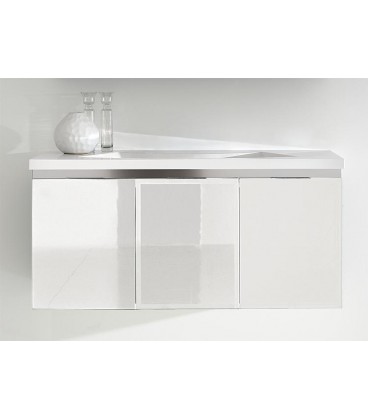 Meuble sous-vasque + vasque en fonte minérale ENOVI blanc brillant 3 portes 1060x535x510mm