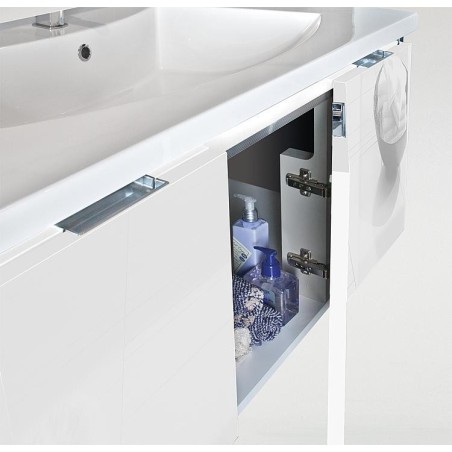 Meuble sous-vasque + vasque en fonte minérale ENOVI blanc brillant 3 portes 1060x535x510mm