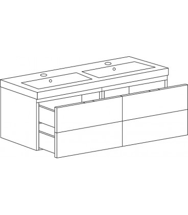 Meuble sous-vasque + vasque en fonte minérale EPIC anthracite mat 4 tiroirs 1210x580x510mm