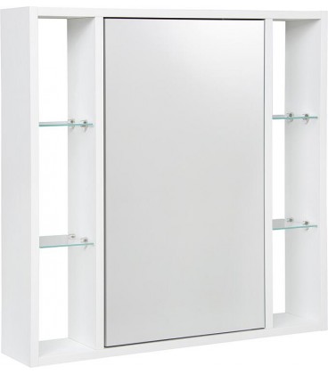 Armoire à glace Lucky avec côtés ouverts et 1 porte, avec E-Box, frêne blanc, 740x750x160mm