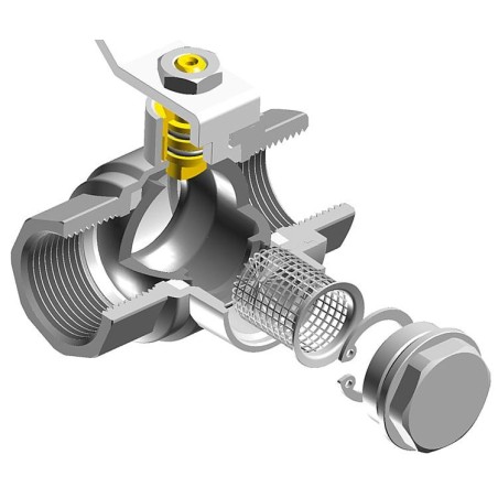 vanne à boisseau sphérique 1" PN 16 avec filtre inox - femelle/femelle type 514