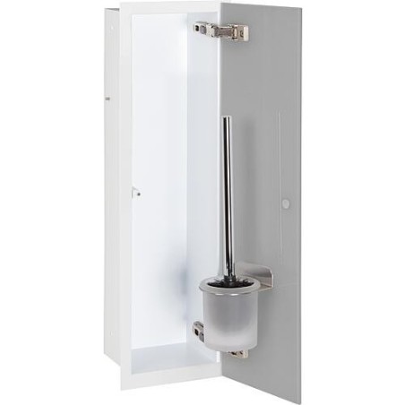 Niche à encastrer pour WC blanc laqué Flat 450 1 porte vitrée grise à droite