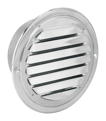 Grille d'aération ronde en acier inoxydable V2A, raccord Ø100mm, avec lamelles fixes et moustiquaire