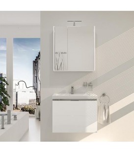 Ensemble de meubles de salle de bains EOLA blanc brillant largeur 700mm 2 tiroirs