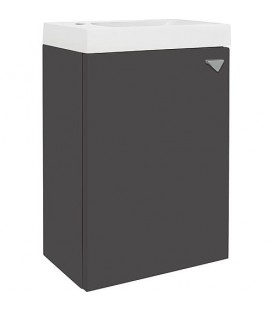 Meuble sous-vasque + vasque en fonte minérale ELYP 1 porte anthracite mat butée gauche 400x609x220mm