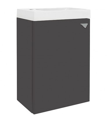 Meuble sous-vasque + vasque en fonte minérale ELYP 1 porte anthracite mat butée gauche 400x609x220mm