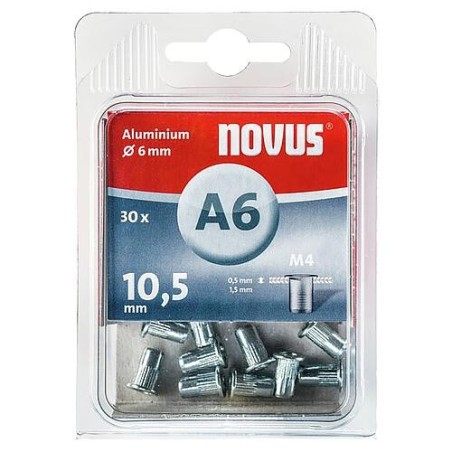 Ecrou à rivet type A6M4 alu 6 x 10,5 mm UE 30 pièces