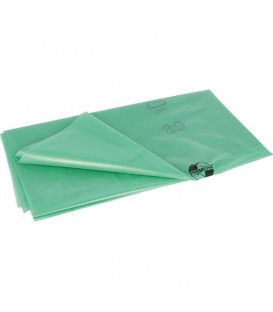 Sacs poubelle en LDPE recyclé pour conteneur 120 l, 700+250x1200 mm vert transparent, UE 200 pièces