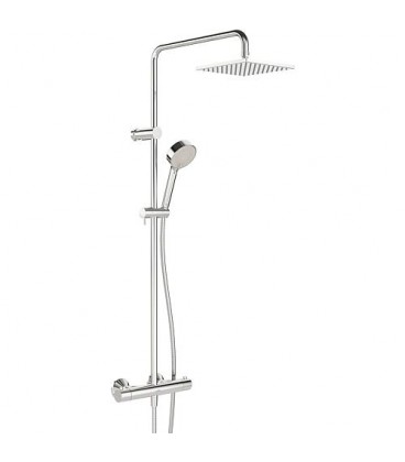 Colonne de douche Hansa Hansaunita ECO douchette, pomme de douche carrée 200 x 200 mm et mitigeur thermostatique chromé