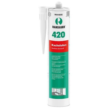 Mastic pour joints de poêle à faïence 420 beige perle, résistant à la température, cartouche de 310 ml