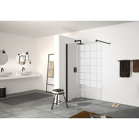 Paroi de douche en verre Walk-In Hüppe modulaire avec kit de profilés muraux ETC Black Edition