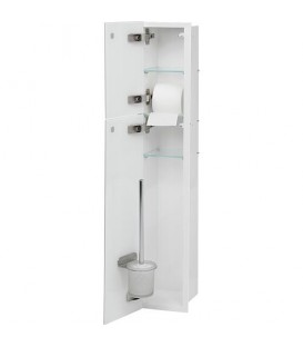 Niche murale WC 2 portes blanches en verre lxh: 180x975 mm butée gauche intérieur blanc