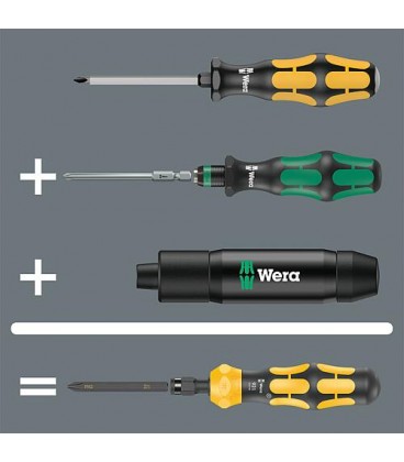 Jeu de tournevis à frapper WERA, porte-embouts six pans mâles 1/4", 921 Kraftform Plus - série 900