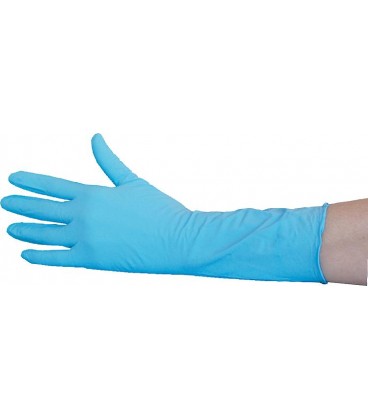 gant de protection chimique Nitrile, anallergique sans poudre 30cm - bleu - L - UE 50 pcs