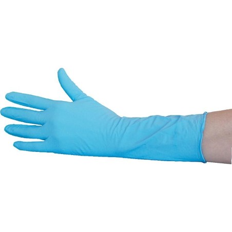 gant de protection chimique Nitrile, anallergique sans poudre 30cm - bleu - L - UE 50 pcs