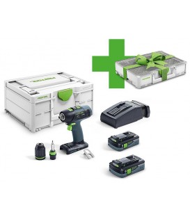 Perceuse visseuse sans fil Festool 18V T18+3 HPC 4,0 I-Plus avec 2x 4,0 Ah batteries et chargeur Systainer inclus