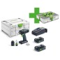 Perceuse visseuse sans fil Festool 18V T18+3 HPC 4,0 I-Plus avec 2x 4,0 Ah batteries et chargeur Systainer inclus