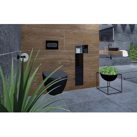 Caisson WC mural Flat 2 portes vitrées noires l x h : 178x825 mm butée gauche