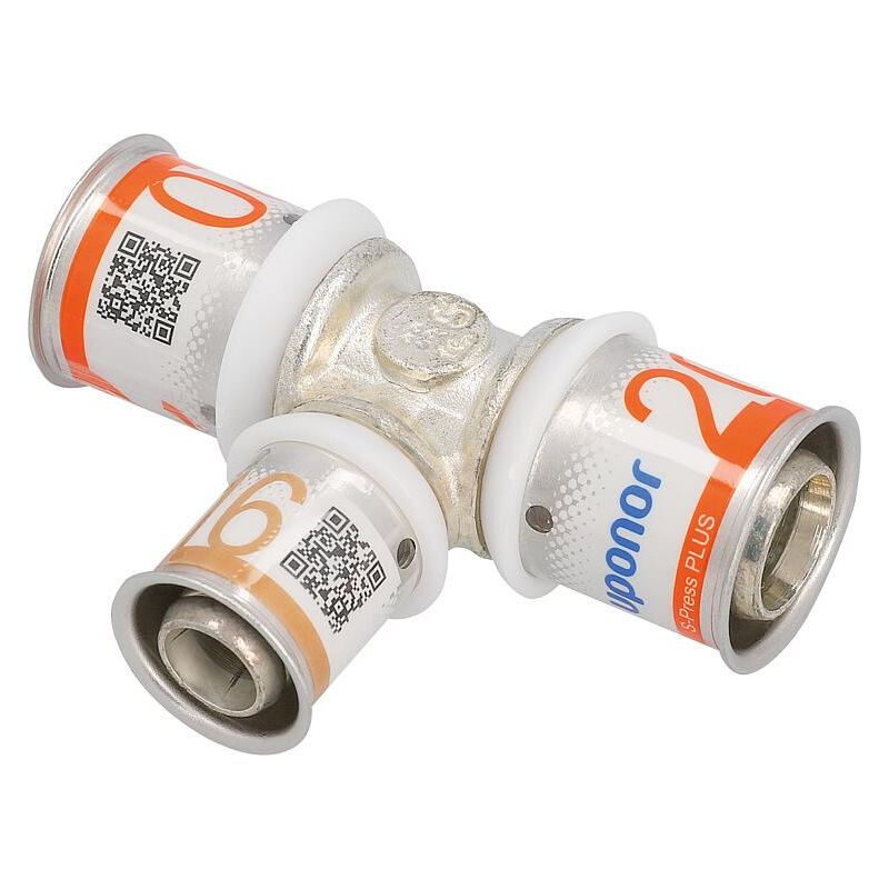 Pièce en T réduite S-Sertir PLUS Uponor Ø25mm-Ø16mm-Ø16mm