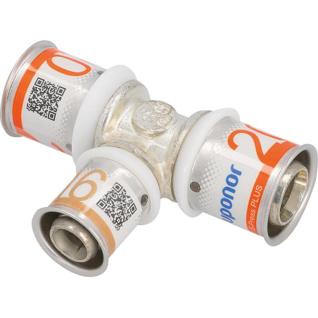 Pièce en T réduite S-Sertir PLUS Uponor Ø25mm-Ø16mm-Ø20mm