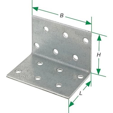 Equerre d'assemblage perforée 80x80x60x2,0 mm