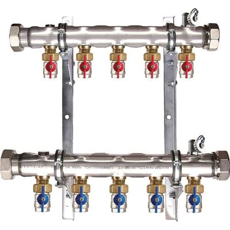 Collecteur d’eau glycolée 2'' pour 6 circuits d’eau glycolée, longueur 520 mm