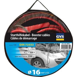 cable d'aide au démarrage flexible 2 x 3 m - moyenne 16 mm² pour moteurs à étincelles 12/24V